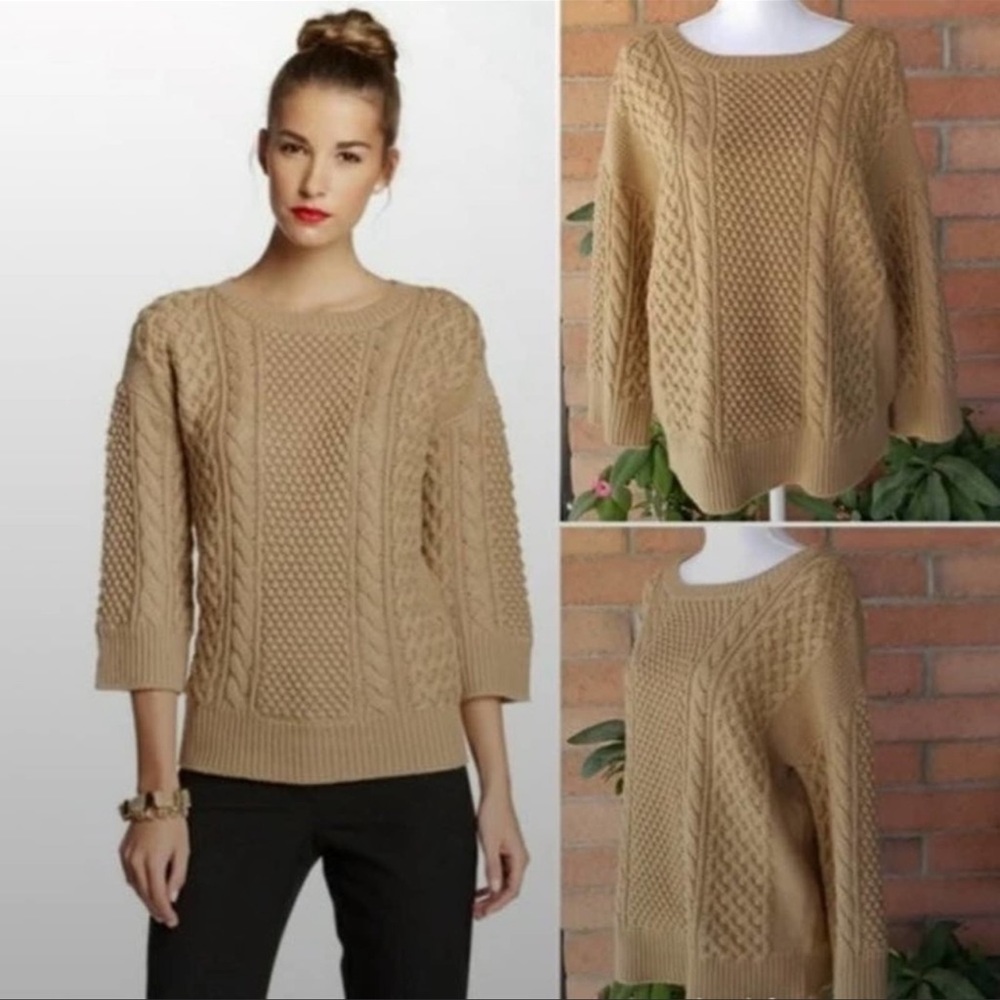 Trina Turk Tan Cable Knit Sweater